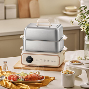 Vaporera eléctrica de acero inoxidable Little Bear DZG-P20Q5 de tres niveles y 10L para cocinar al vapor, guisar y cocinar en casa. - Product Image 2