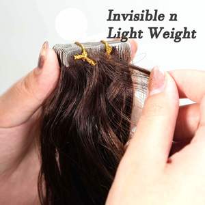 Extensiones de Cabello Natural Ondulado Invisible con Cinta Adhesiva, 100% Cabello Humano Ruso Doble Trama Remy Grado 9A, Sin Enredos ni Caída - Product Image 3