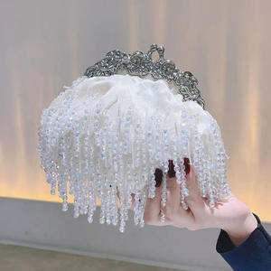 Bolso de mano con borlas y cuentas para mujer, bolso de noche con perlas, bolso de mano para fiesta de boda - Product Image 3