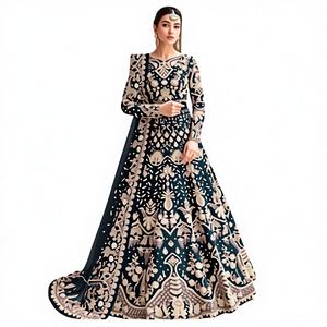 ชุดเลเฮนกาโชลีแบบพรีเมียม ผ้าเย็บอย่างดี ไม่ยับ ยืดได้ ประดับเลื่อม พร้อมผ้าคลุมไหล่ สำหรับงานแต่งงานแบบอินเดีย งานฤดูร้อน และทุกโอกาส - Product Image 1