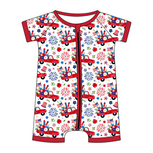Pyjamas à manches courtes pour enfants JAYE Bamboo Kids Shorties 4th of July, vêtements pour garçons et filles - Product Image 1