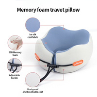 Oreiller de Voyage Réglable en Tissu Soie Glacée, Cale-Nuque d'Avion Confortable en Mousse à Mémoire de Forme de Haute Qualité, Logo Personnalisé