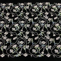 Tissu en velours brodé à motif floral avec des perles de sequins, polyester, écologique, de luxe, pour vêtements et textiles d'ameublement, en stock