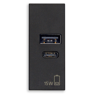 Adaptateur secteur USB A+C 15W 5V noir pour appareils - Product Image 1