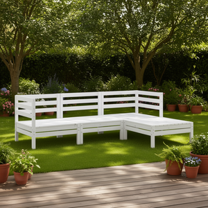 Ensemble de salon de jardin modulaire en pin massif blanc, mobilier d'extérieur confortable pour les espaces de jardin - Product Image 2