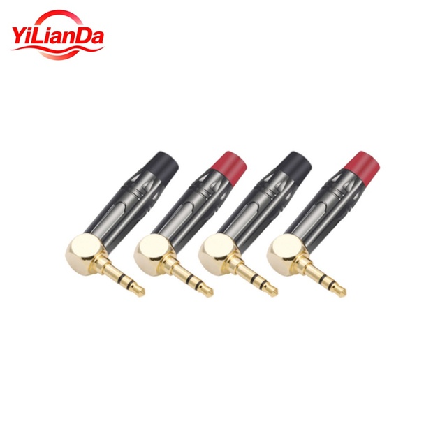 Right Angle a 3.5mm Guitar 3-Pin 1/8 Inch Stereo Connector Dual Channel Copper Contact Male Audio Jack Plug BLACK Microphone