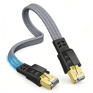 D Sunty Cat8 Patch Cord Flat Ethernet <b>Cable</b> Gray Braided 40Gbps 2000MHz FTP Pure Copper with CE RoHS - Product Image 4