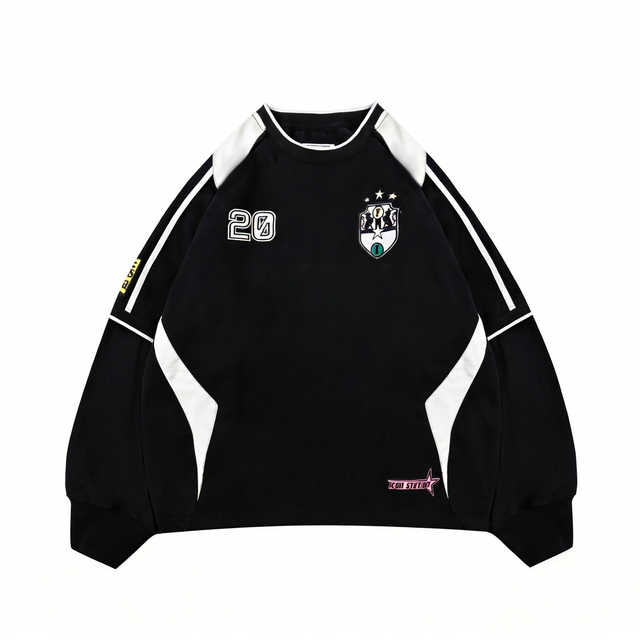 Custom Rugby Cotton Heavyweight tshirts Oversized Streetwear T-shirt Splicing Vertical Striped long sleeve t-shirts pour hommes