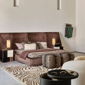 इतालवी माइनीज लाइट लक्जरी कपड़े व्यापक-स्क्रीन डबल बिस्तर रचनात्मक विला मास्टर बेडरूम उच्च अंत डिजाइन शादी बिस्तर - Product Image 4