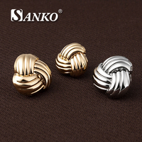 Boutons en métal SANKO à motif nœud pour la couture, finition polie or et argent pour manteaux, vestes et vêtements de luxe