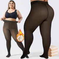 Collants thermiques doublés polaire grande taille, collants translucides, bas résille sexy, bas de corps transparents, pantalons d'hiver