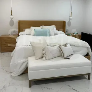 Meubles de chambre à coucher modernes de luxe lits King Queen Size en bois de chêne massif de haute qualité lits en bois confortables