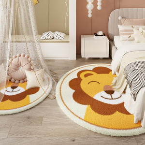 พรมลายการ์ตูนทรงกลมสำหรับห้องนอนเด็ก ห้องนั่งเล่น สไตล์นอร์ดิก แผ่นรองพื้นกันลื่น ลายเรขาคณิต แผ่นรองเล่นนุ่มๆ - Product Image 3