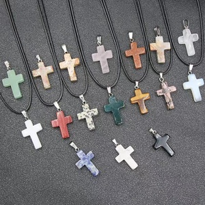 Colgante <span class=keywords><strong>de</strong></span> <span class=keywords><strong>Cruz</strong></span> <span class=keywords><strong>de</strong></span> piedras curativas naturales, collar <span class=keywords><strong>de</strong></span> cristal, precio <span class=keywords><strong>de</strong></span> fábrica, venta al por mayor - Product Image 1