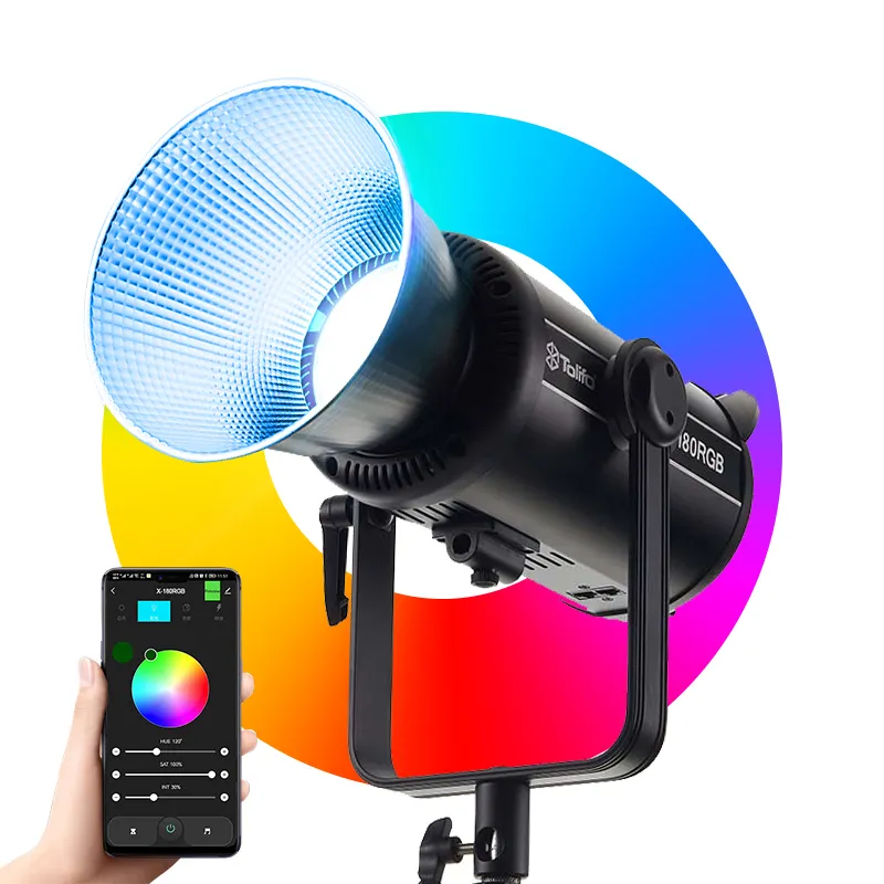 TOLIFO X-180RGB RGB bi-renkli LED Video stüdyo ışığı 180W DMX profesyonel COB aydınlatma fotoğraf Film Video