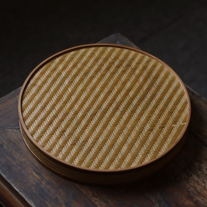 Panier rond tissé à la main en bambou, plateau de rangement pour ustensiles de cérémonie du thé, plateau de service pour le thé, plateau pour collations et fruits secs - Product Image 4