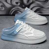 2025 printemps été hommes chaussures décontractées à la mode demi sans lacet pantoufles haute valeur maille doublure Pu conception Simple tout match Style