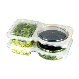 Disposable Compartmentalized Sauce <b>Cups</b> 150ml Square With Lid For Packaging Sauces Travel Use - Product Image 2