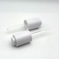 Bouchon compte-gouttes en plastique pressé à dessus plat de 20 mm avec pipette en verre pour huile essentielle, couleurs personnalisables, vente en gros