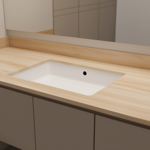 Db White Ceramic Rectangular Undermount <b>Bathroom</b> <b>Sink</b> 20 X 15.5 With Overflow Single Hole Contemporary Design - Product Image 2