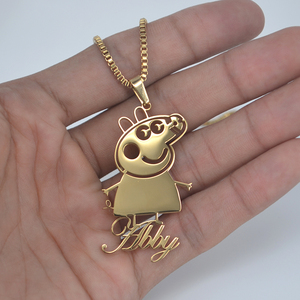 Custom Jewelry Gold Plated Personalized <strong>Kids</strong> Gift Cartoon Pendant Chain Character <strong>Name</strong> Plate <strong>Necklace</strong> - Product Image 2