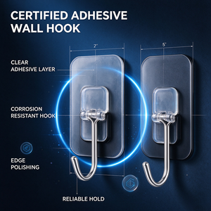 Gancho adhesivo resistente sin perforaciones, colgador de pared transparente extraíble para organizador de almacenamiento en el hogar - Product Image 3