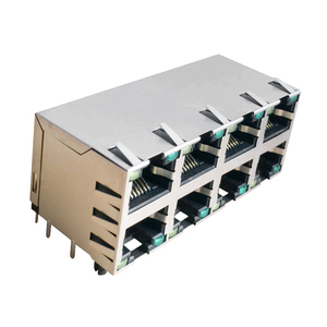 Ethernet giao diện <span class=keywords><strong>RJ45</strong></span> Modular <span class=keywords><strong>Jack</strong></span> 8P8C hàng tăng gấp đôi xếp chồng lên nhau 2x4 8 cổng RJ-45 Conector - Product Image 2
