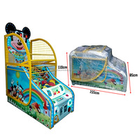 Machine de basket-ball pour enfants sur le thème de Mickey Mouse avec fonction de paiement par pièces, idéale pour les parcs d'attractions.