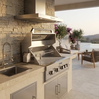 Barbecue à gaz encastrable SS 304, 4 brûleurs, propane GPL, avec rôtissoire pour cuisine extérieure, jardin, patio, villa