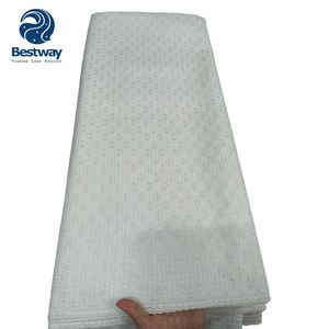 Tissu en dentelle polie Bestway 100% coton pour hommes, fête, mariage africain, dentelle blanche polie - Product Image 2