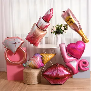 새로운 디자인 대형 립스틱 호일 풍선 발렌타인 데이 제안 생일 웨딩 파티 장식 풍선 도매