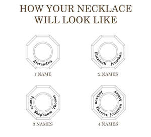 Collar de Acero Inoxidable con Colgante Octagonal Geométrico y Cordón de Cuero Personalizado con Nombre de Familiares o Mensaje para Papá o Novio - Product Image 5