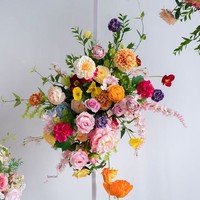 Boule de fleurs artificielles en soie colorée, à suspendre au mur ou à poser au sol, pour décorations de mariage