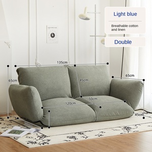 Modern Double <strong>Lazy</strong> <strong>Sofa</strong> Single <strong>Sofa</strong> <strong>with</strong> <strong>Reclined</strong> Backrest for Sleep or Relaxation in Bedroom Tatami Style Small <strong>Sofa</strong> - Product Image 2