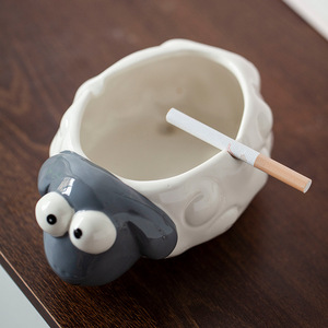 Ceramic Sheep <b>Ashtray</b> White Porcelain Cartoon Style Desktop Decoration For Living Room Home Gift - Product Image 3
