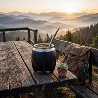 Gourde à yerba mate 10oz en acier inoxydable à double paroi, argentine, calabash, 280ml, tasse à thé, revêtement extérieur en plastique isolant
