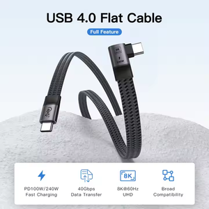 Uniean Bán Buôn <span class=keywords><strong>4</strong></span>.0 USB C Cáp Phẳng 240W 100W Loại C Nhanh Chóng Sạc Phẳng Dây 8K Cáp Dữ Liệu Cho Iphone Để Android - Product Image 2