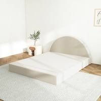 Cadre de lit plateforme rembourré en tissu doux, style moderne, double king size, personnalisé OEM, vente en gros, prix usine
