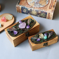 Boîte à bijoux artisanale en bois, nouveau design 2026, idéale pour collection de cristaux et ornements, cadeau parfait