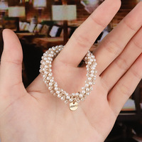 Gran oferta de cristales de perlas banda elástica lazo para el cabello pulsera de cristal mujeres brillante taladro completo Colon Scrunchie niñas accesorios para el cabello