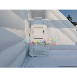 Castillo inflable comercial blanco para fiestas de cumpleaños infantiles al aire libre con tobogán y piscina de pelotas - Product Image 6