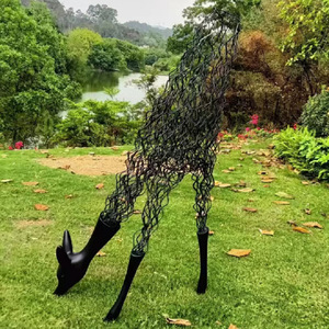Sculpture de cerf en acier inoxydable pour extérieur, géométrique abstraite, à poser au sol, décoration animale artistique contemporaine pour parcs et jardins - Product Image 4