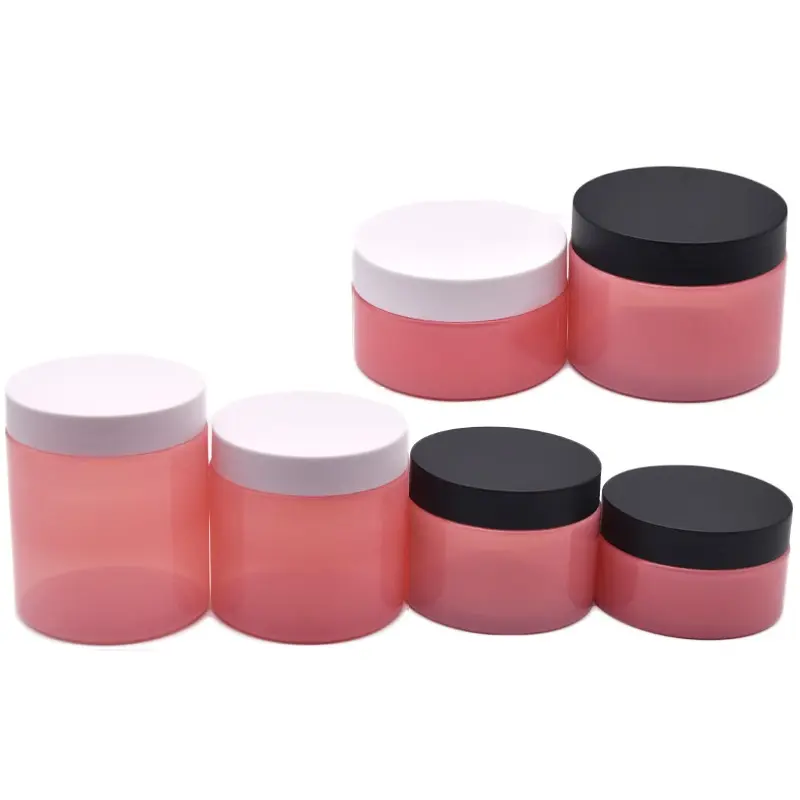 Pot d'emballage cosmétique vide en plastique, blanc, noir, mat, conteneur de cosmétiques vide, cire de soin des cheveux, Pot en plastique rose 100g 150g 200g 250 ML