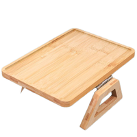 Plateau de bras de canapé plateau de canapé pliant en bambou naturel plat pour boissons téléphone télécommande plateaux d'accoudoir à clipser pour bureau pour les fêtes