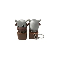 Porte-clés anti-stress en plastique en forme de vache super mignon, avec sons de veau, lumières et boutons sonores, rechargeable, idéal pour la décompression et la relaxation