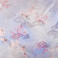 Bleu argenté matcha vert bambou ande grappe fleur rayonne jacquard satin tissu nouveau style chinois pour blouse mode jupe