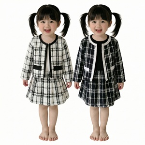 Set Due Pezzi Versione Coreana per Bambine 2025, Abito a Quadri e Abbigliamento Autunnale per <span class=keywords><strong>Neonata</strong></span> - Product Image 1