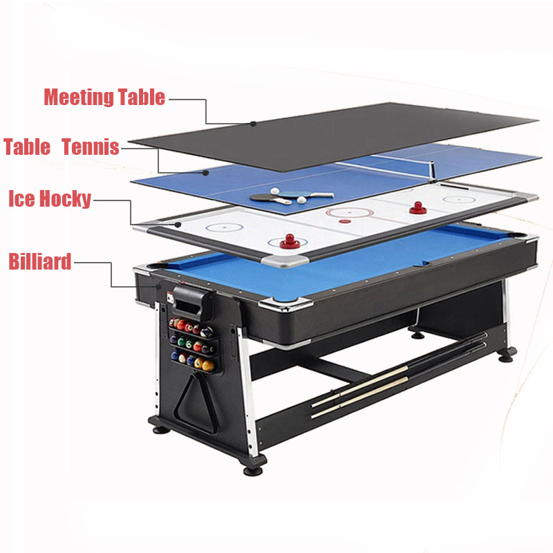 4 In 1 Multifunctionele Spel Tafel Tenis Pingpong Air Hockey 7ft Biljart Pooltafel Met Eetblad Combo