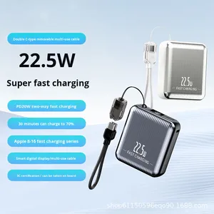 Mô hình mới được xây dựng trong Type-C Cáp ngân hàng điện 10000mAh 22.5W siêu nhanh sạc hiển thị kỹ thuật số sạc di động nhỏ gọn - Product Image 4