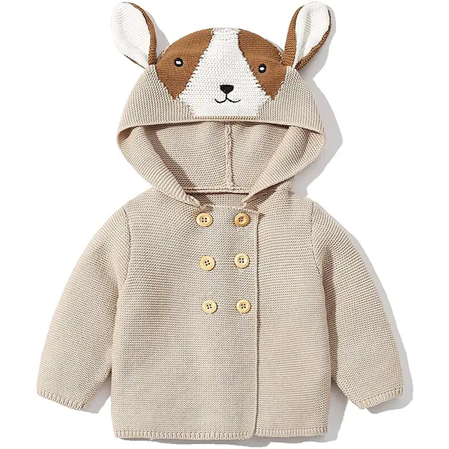 Cárdigan de punto para bebés y niños, suéter con capucha y orejas, personalizado, a la moda